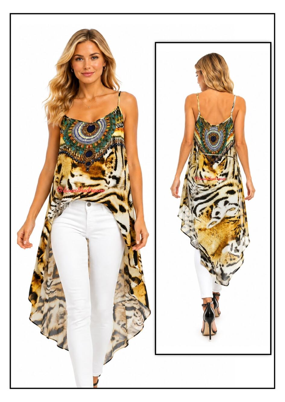 Shahida Parides BELTED EMBELLISHED ANIMAL PRINT STRAPPY MAXI TOPSZ M/L  $259